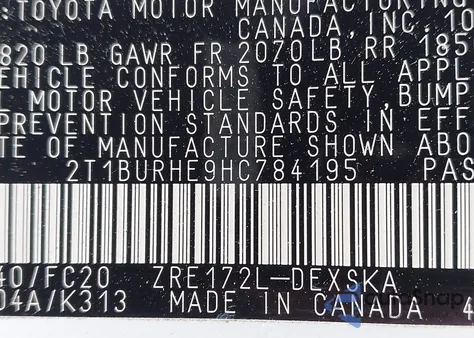 2017 Toyota Corolla Se from USA, damaged, VIN 2T1BURHE9HC784195